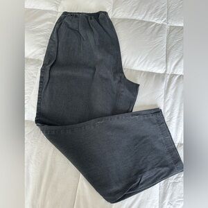 Women’s plus size 3X elastic waist charcoal gray pin-striped pant.